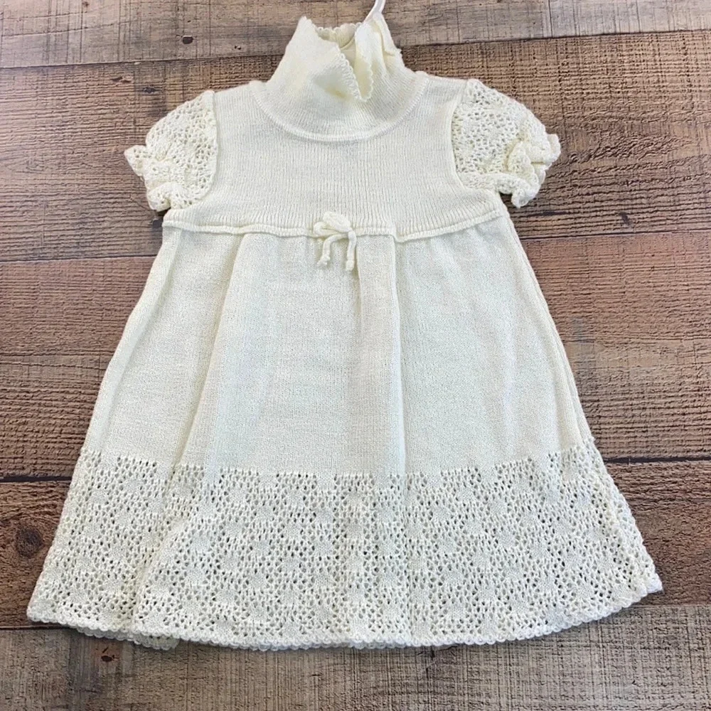 Toddle Time Cream Knit‎ Sweater Dress Girls 2 Short Sleeve 26.5 to 28 pounds